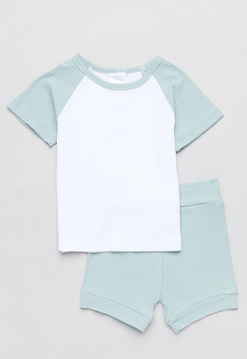 Pop Candy - Tee & short set - blue & white