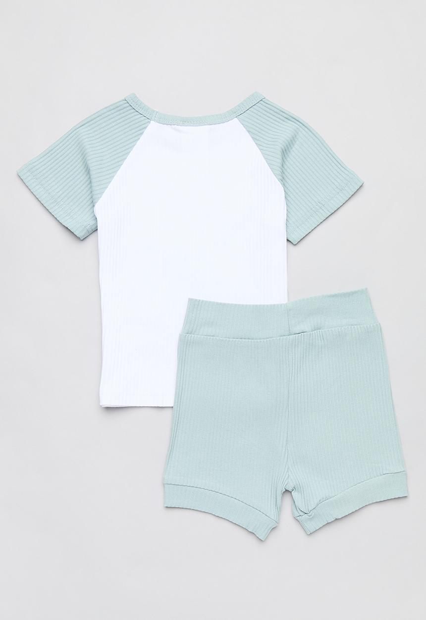 Pop Candy - Tee & short set - blue & white