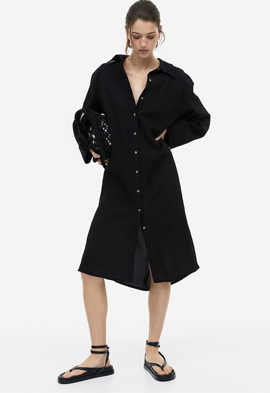 H&M - Crêpe shirt dress - black