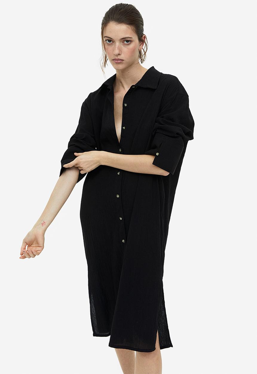 H&M - Crêpe shirt dress - black