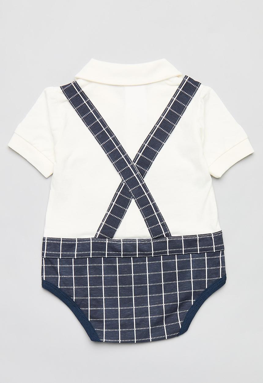 Pop Candy - Baby plaid romper - navy & white