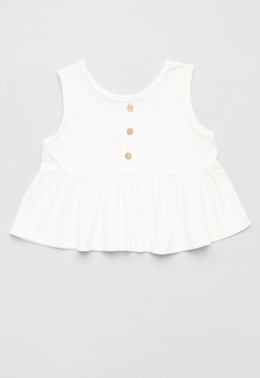 Pop Candy - Baby button down top - white