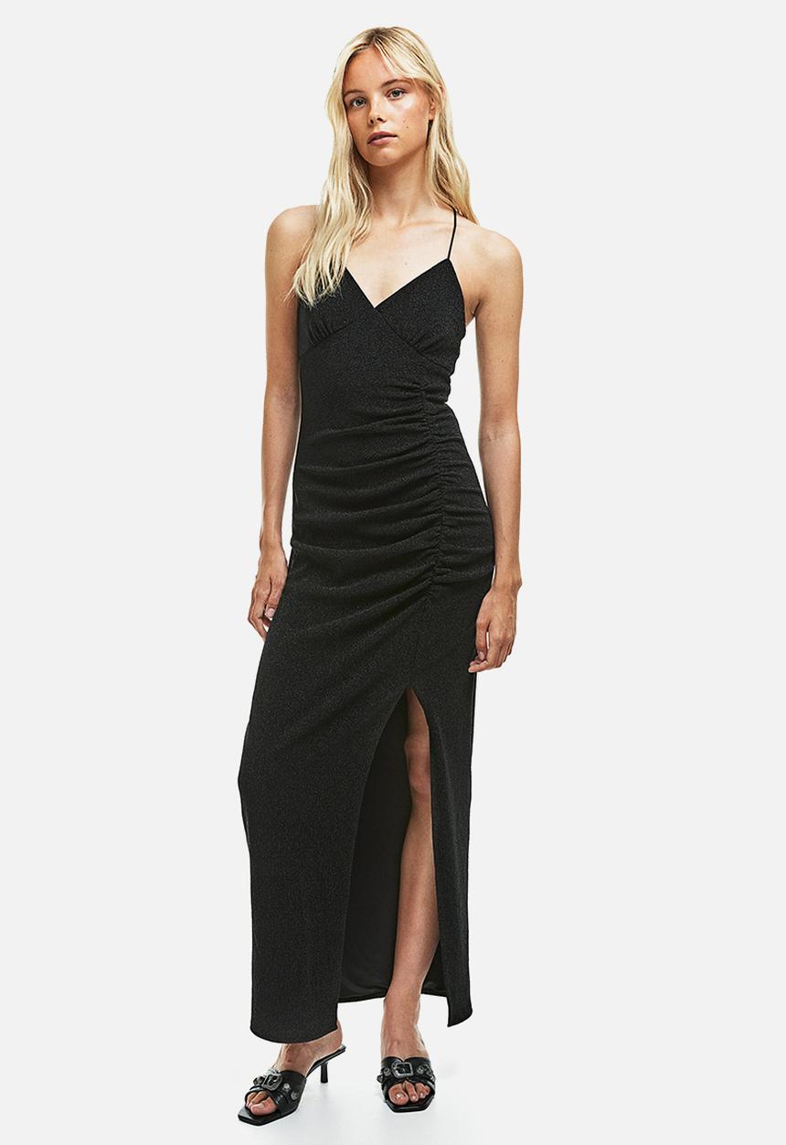 H&M - Glittery slip dress - black/glittery