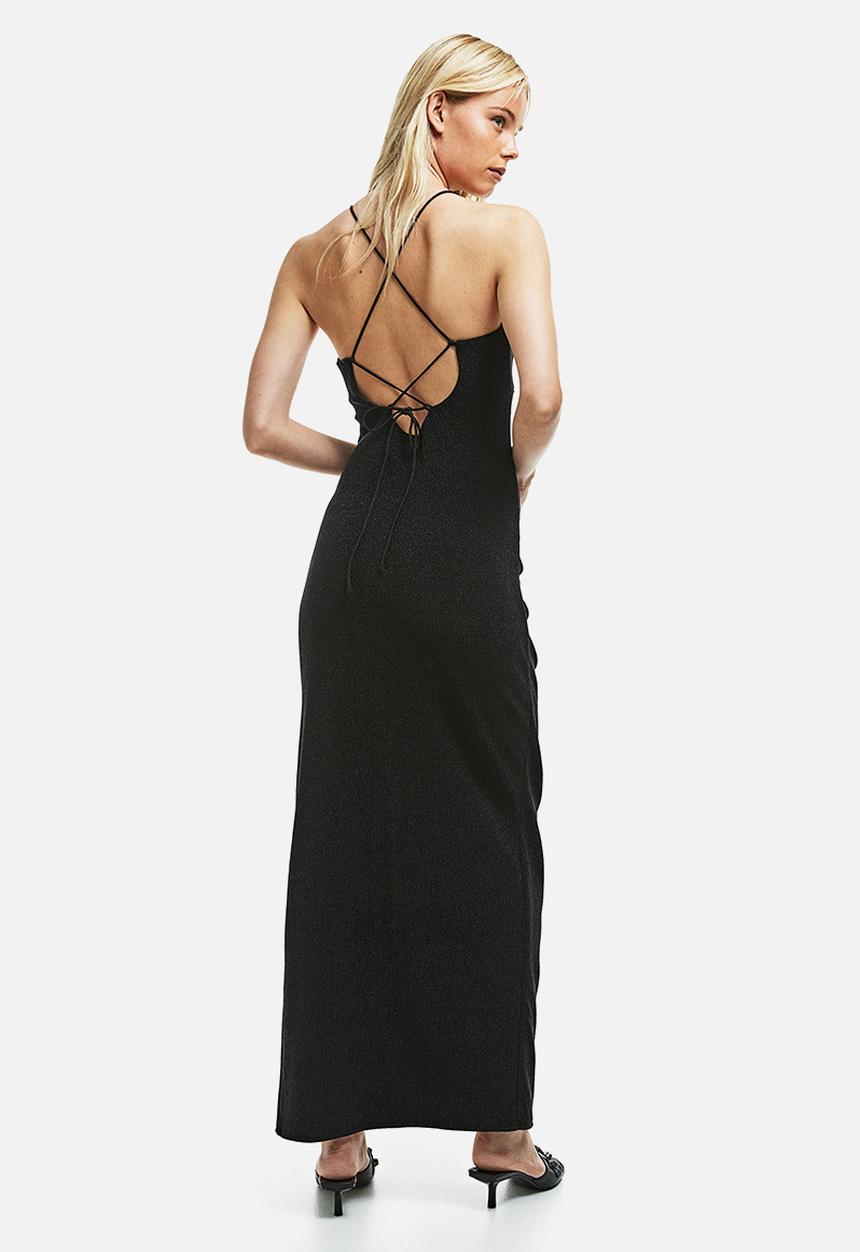 H&M - Glittery slip dress - black/glittery