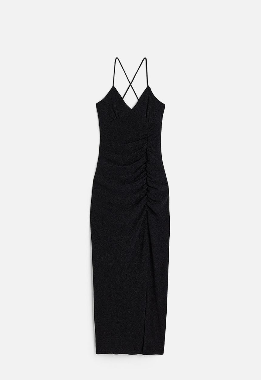 H&M - Glittery slip dress - black/glittery