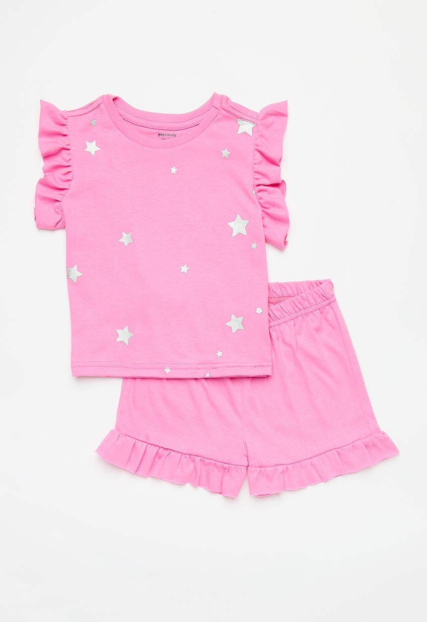 Pop Candy - Printed pj set - pink & silver shimmer stars