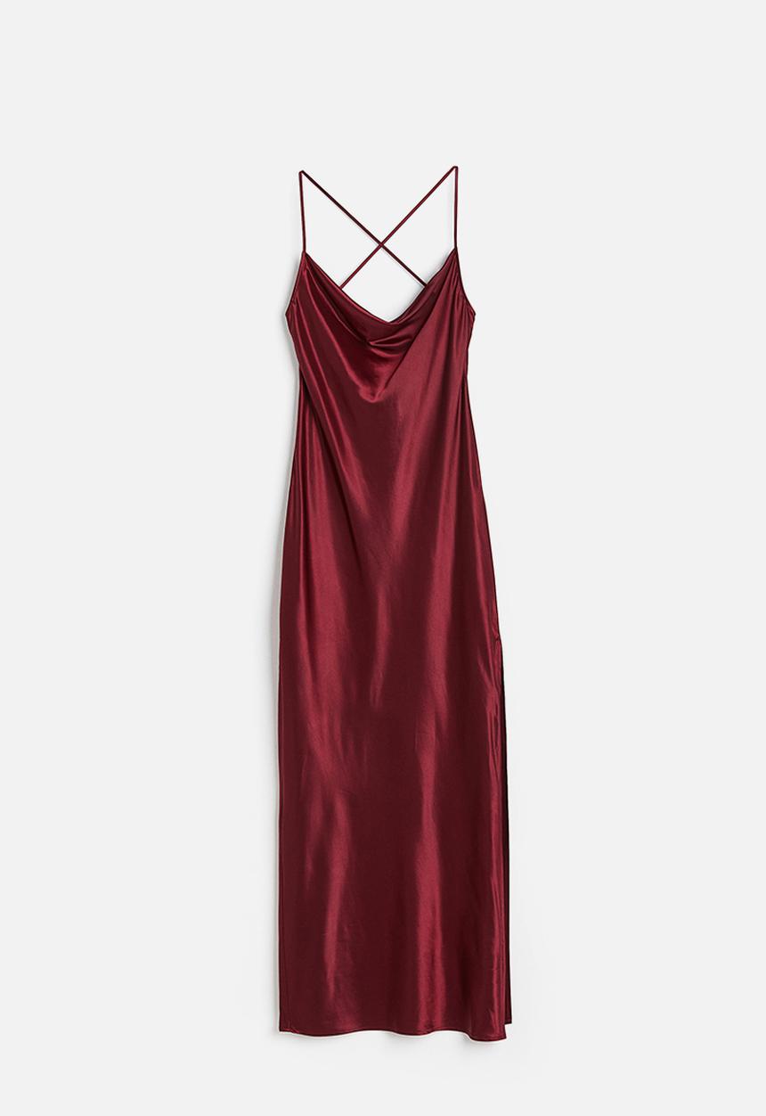 H&M - Satin slip dress - dark red
