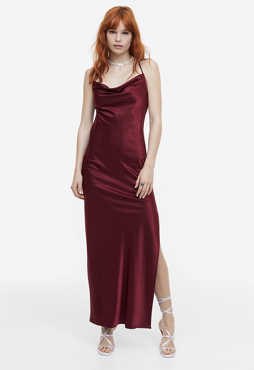 H&M - Satin slip dress - dark red