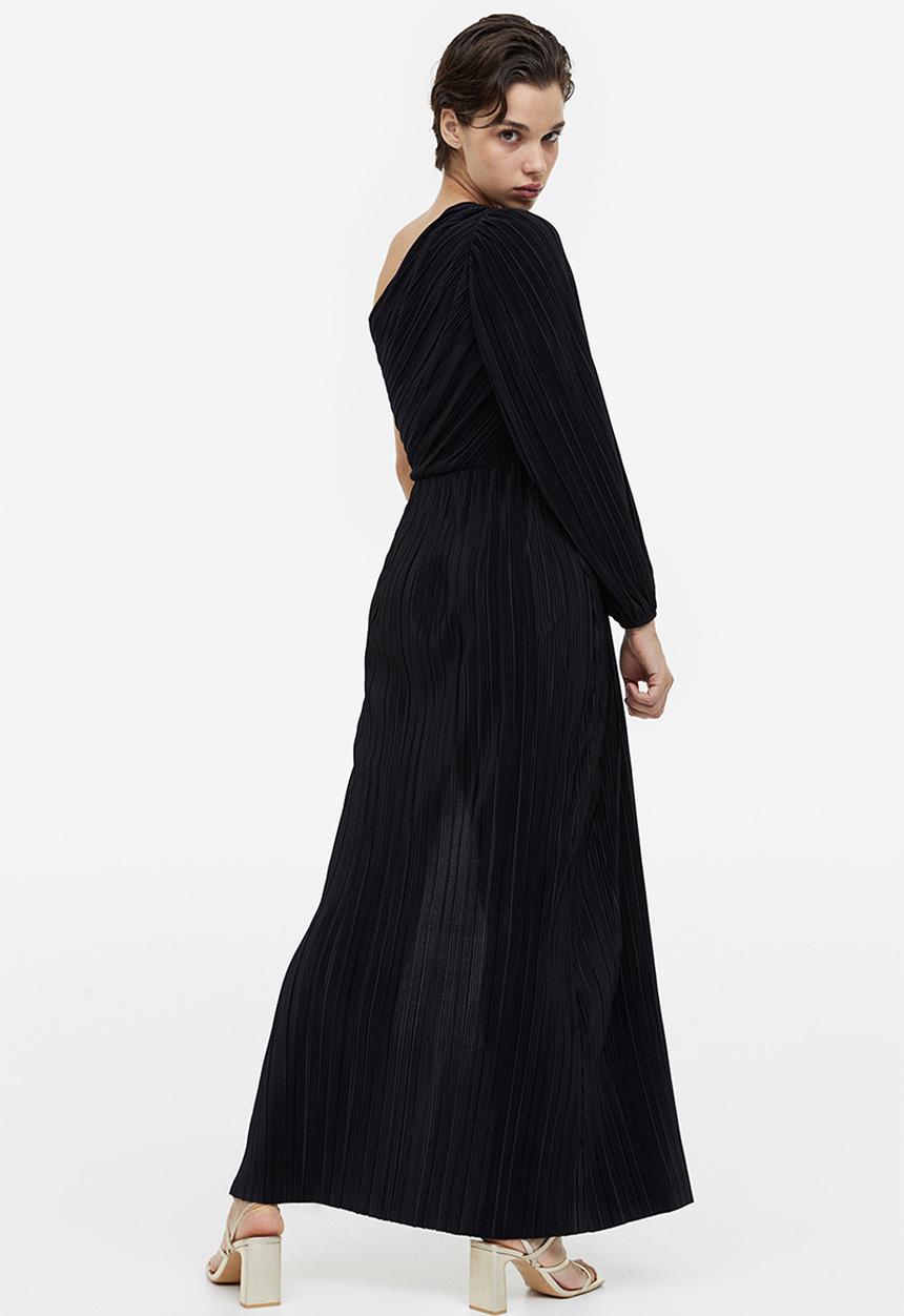 H&M - Pleated one-shoulder dress - black