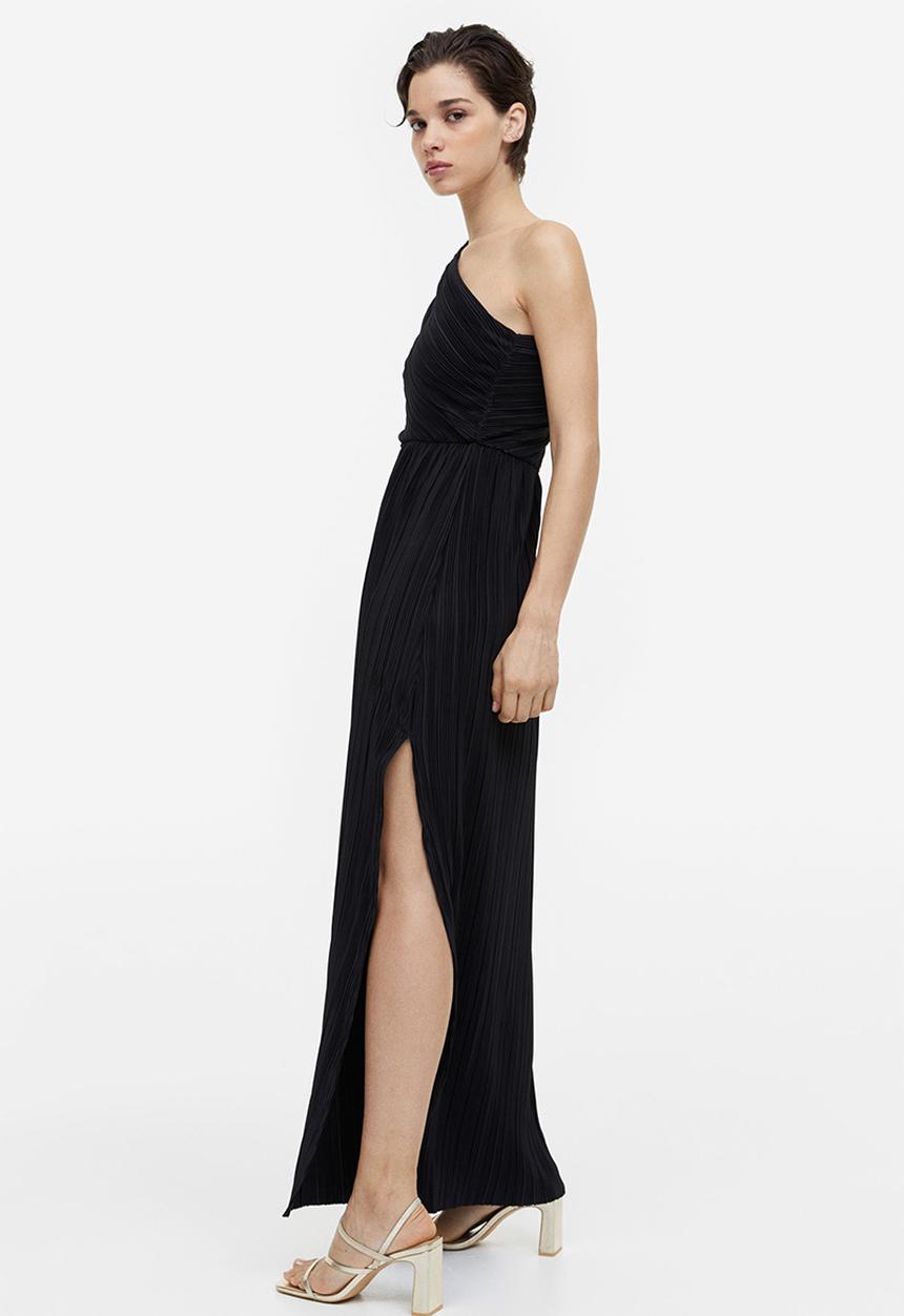 H&M - Pleated one-shoulder dress - black