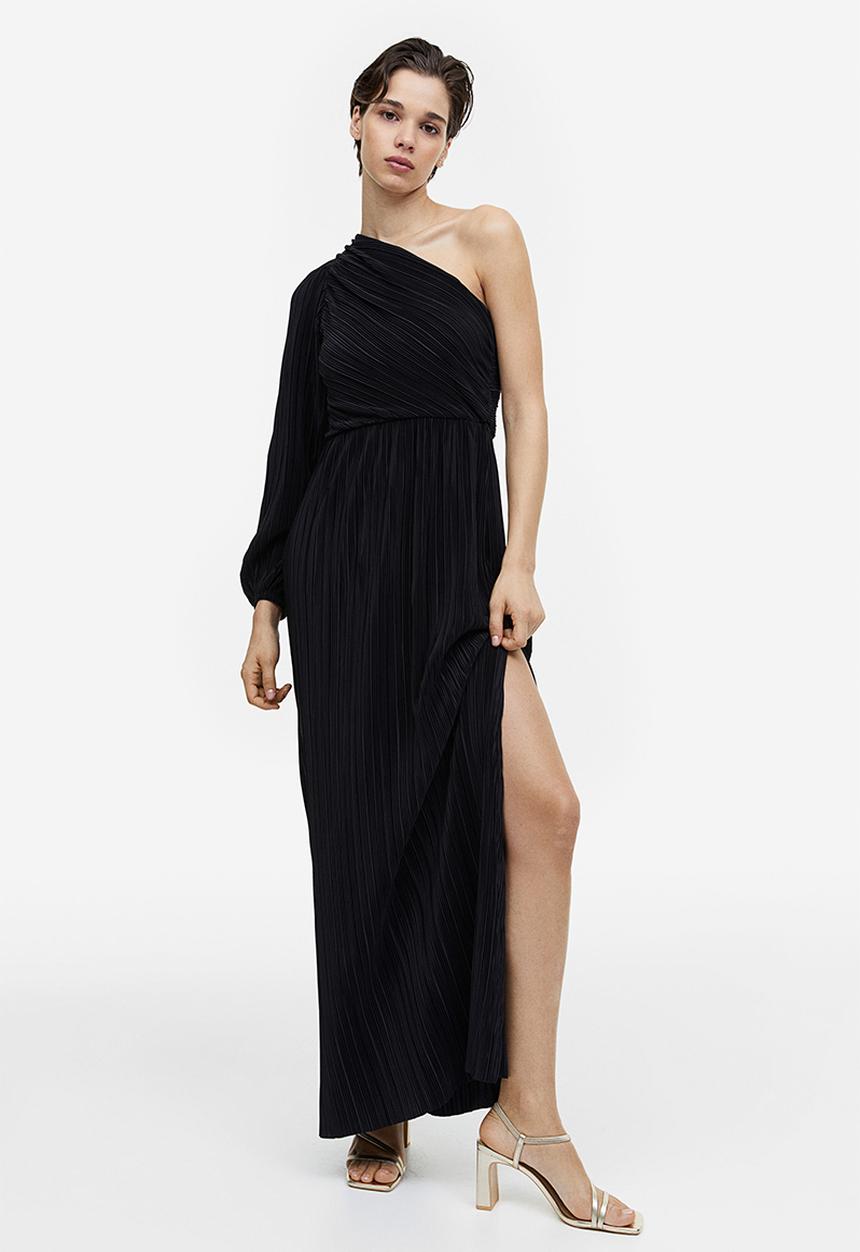 H&M - Pleated one-shoulder dress - black