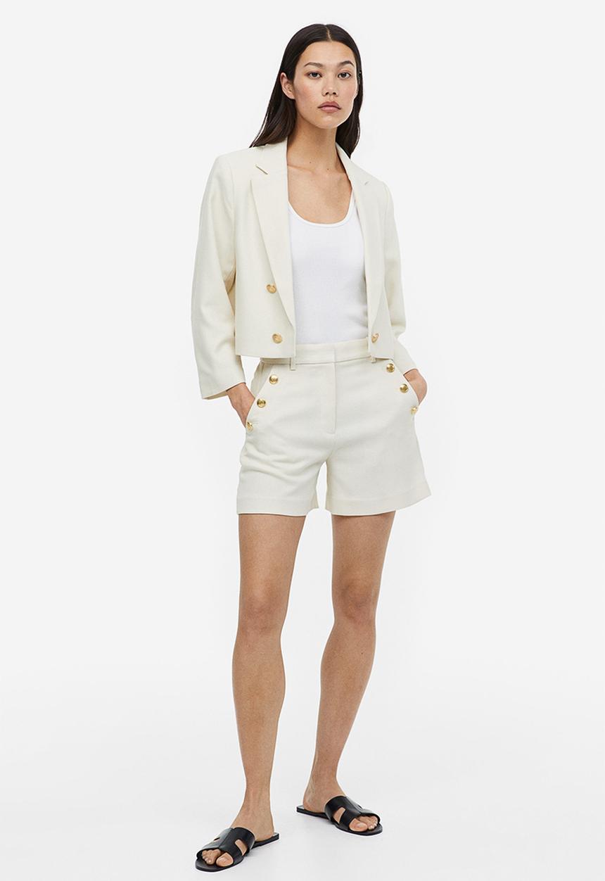 H&M - Button-detail shorts - cream
