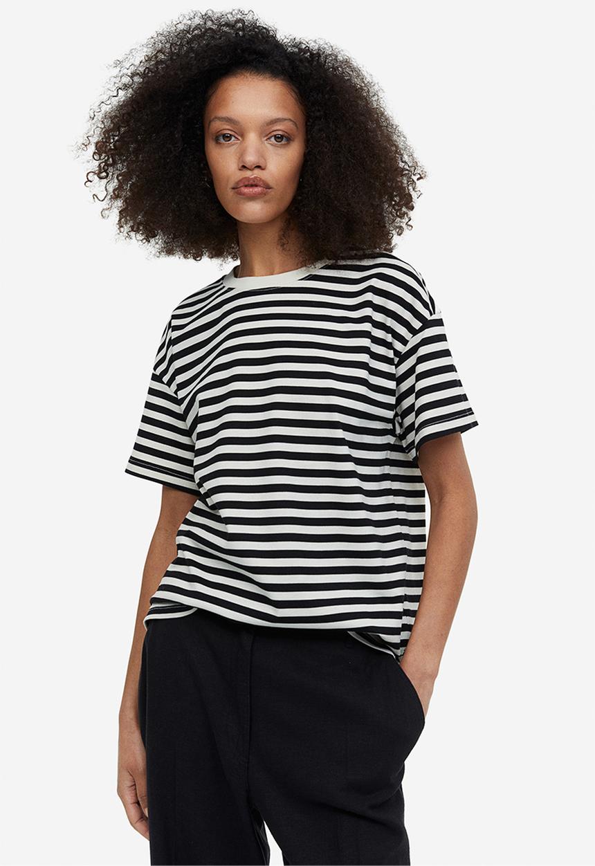 H&M - Printed t-shirt - cream/black striped