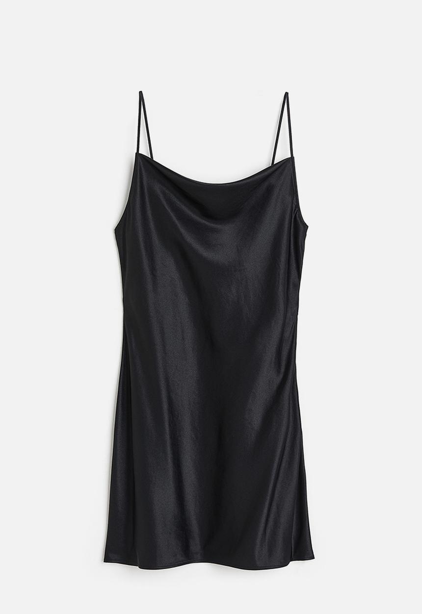 H&M - Tie-detail satin dress - black