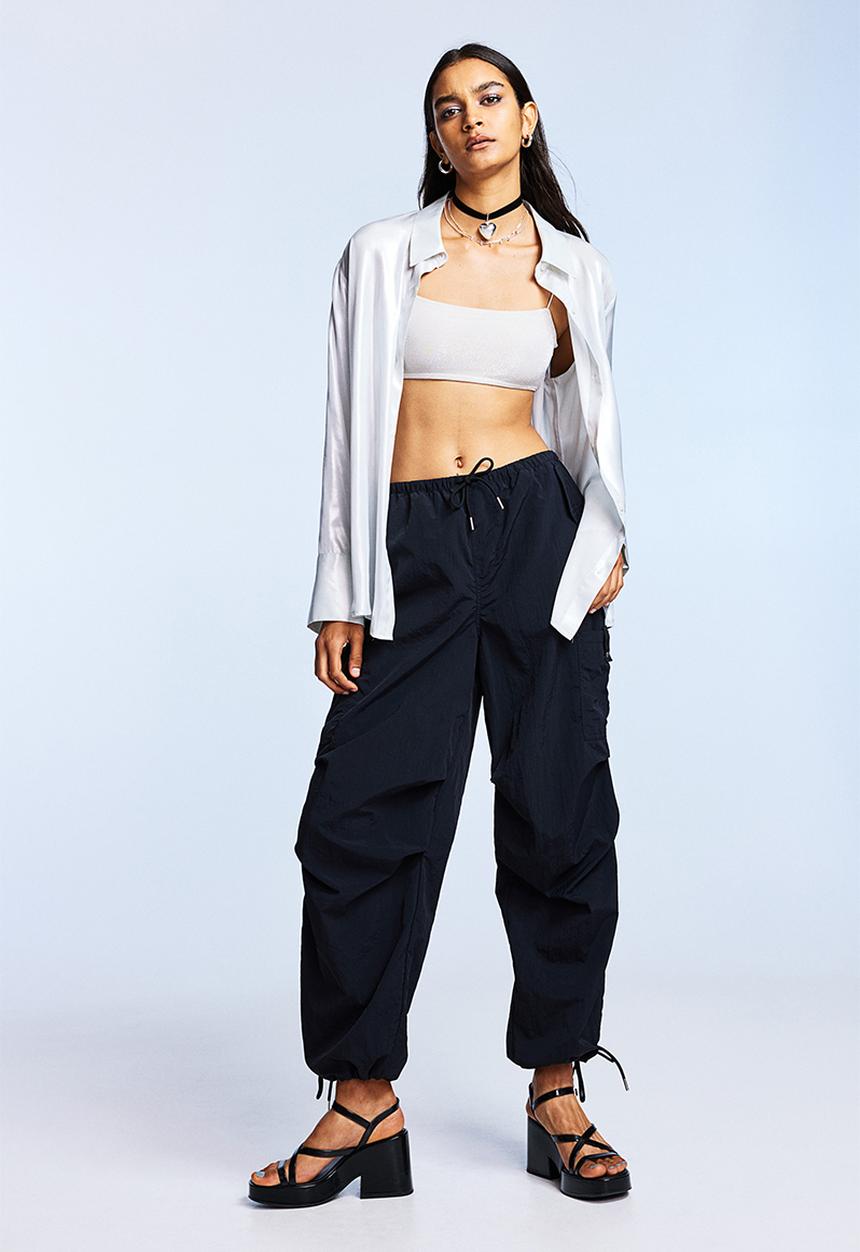 H&M - Crop top - cream glittery