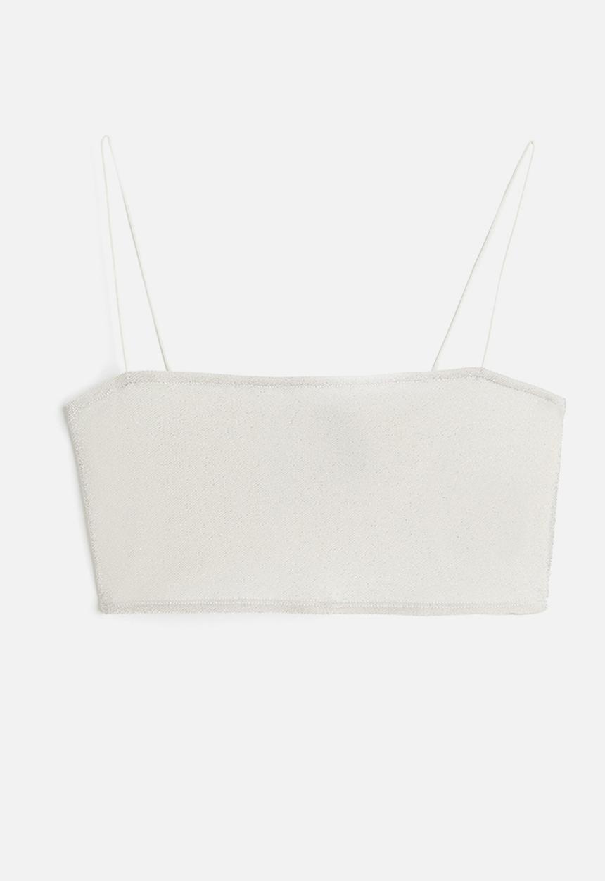 H&M - Crop top - cream glittery