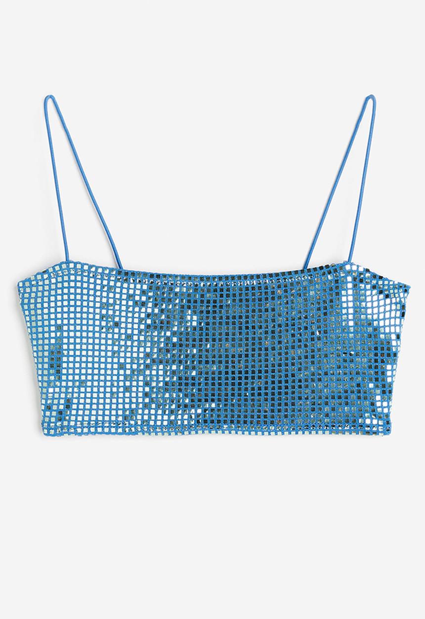 H&M - Crop top - blue sequined