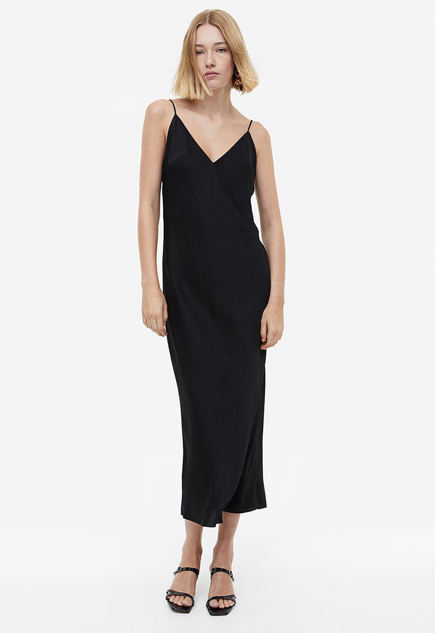 H&M - V-neck slip dress - black