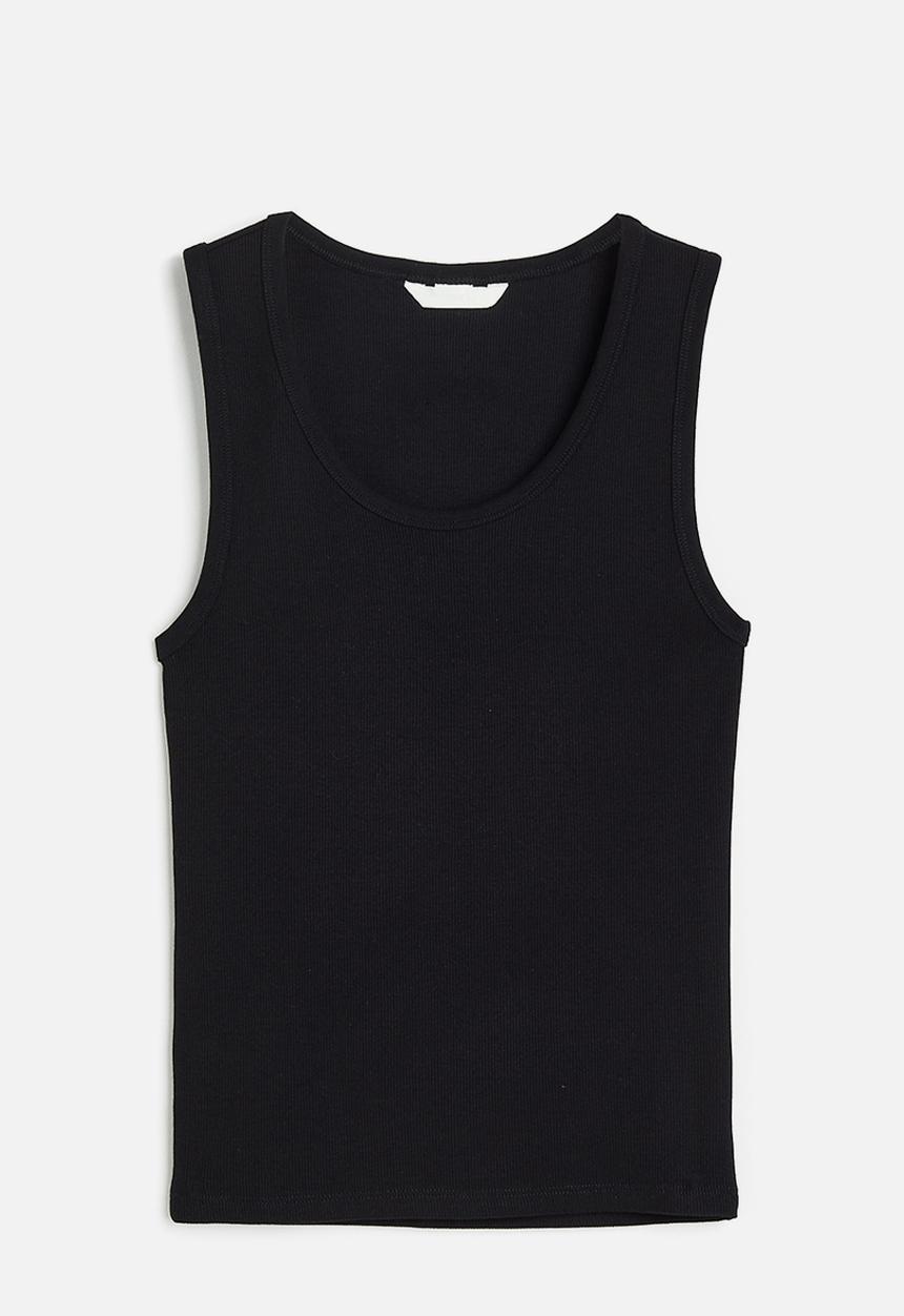 H&M - Ribbed vest top - black