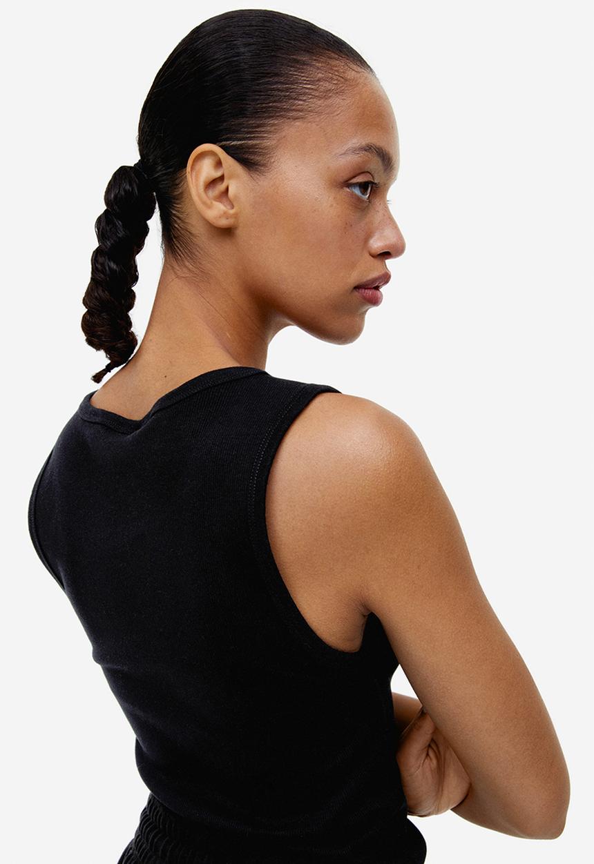 H&M - Ribbed vest top - black