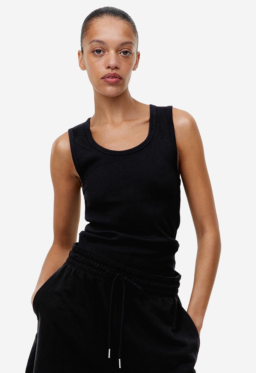 H&M - Ribbed vest top - black
