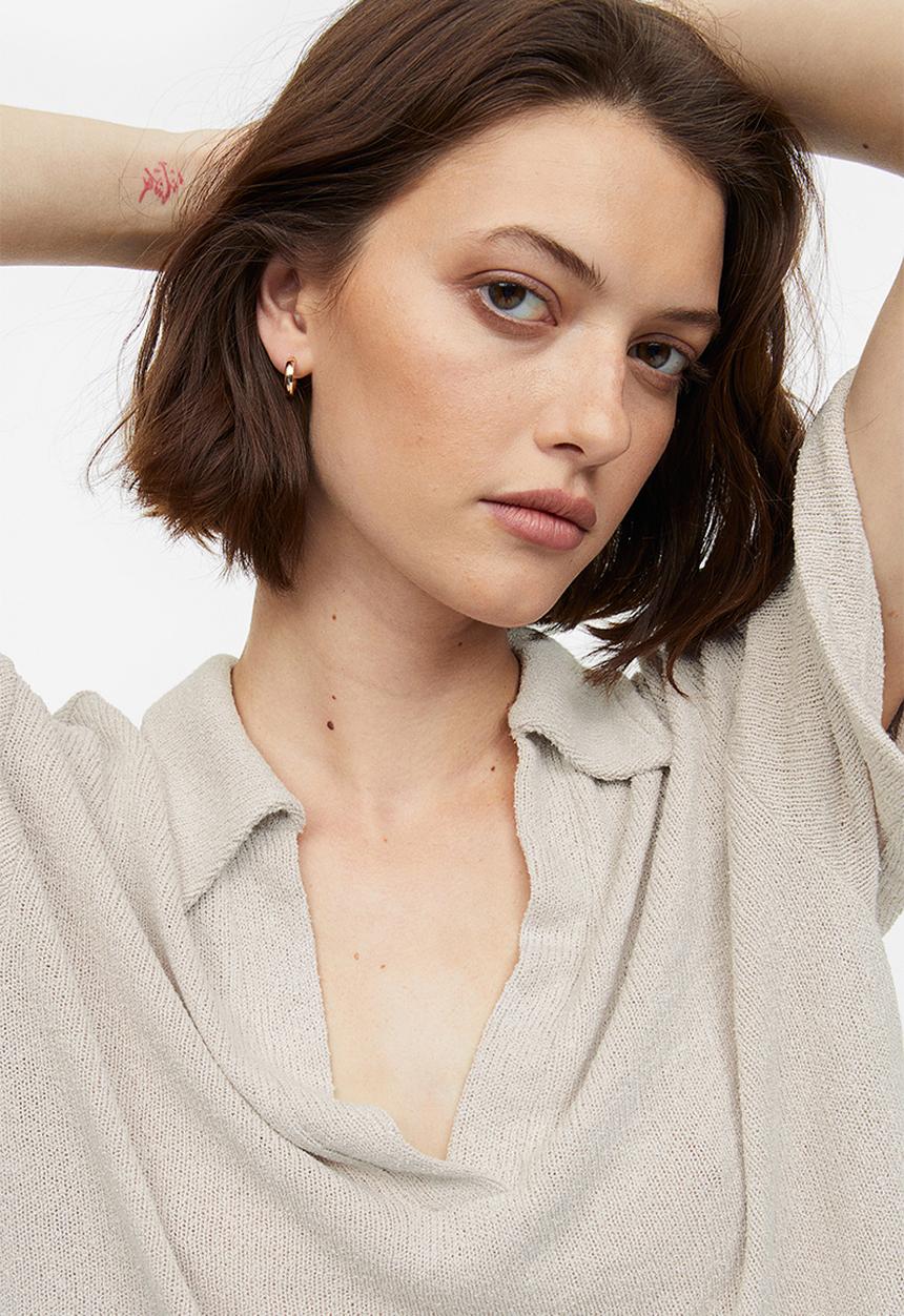 H&M - Collared top - light beige