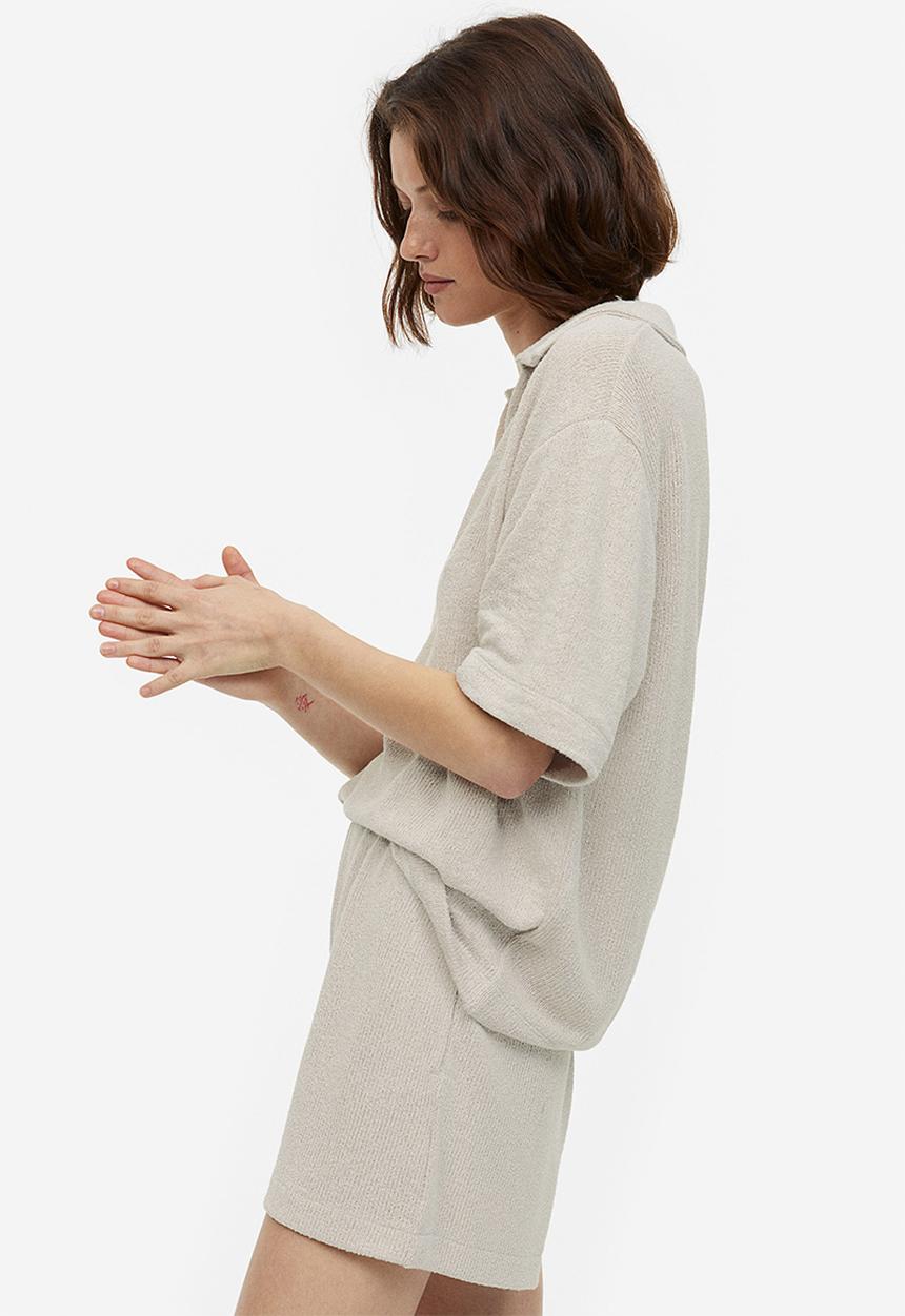 H&M - Collared top - light beige