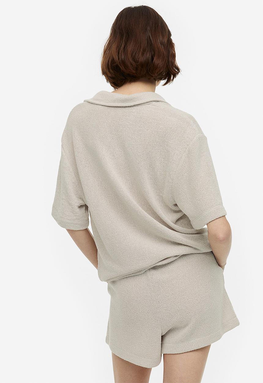 H&M - Collared top - light beige