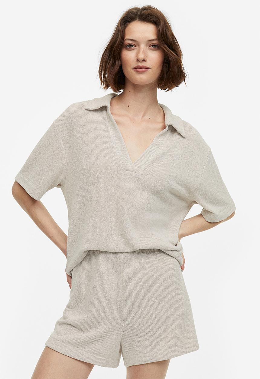 H&M - Collared top - light beige