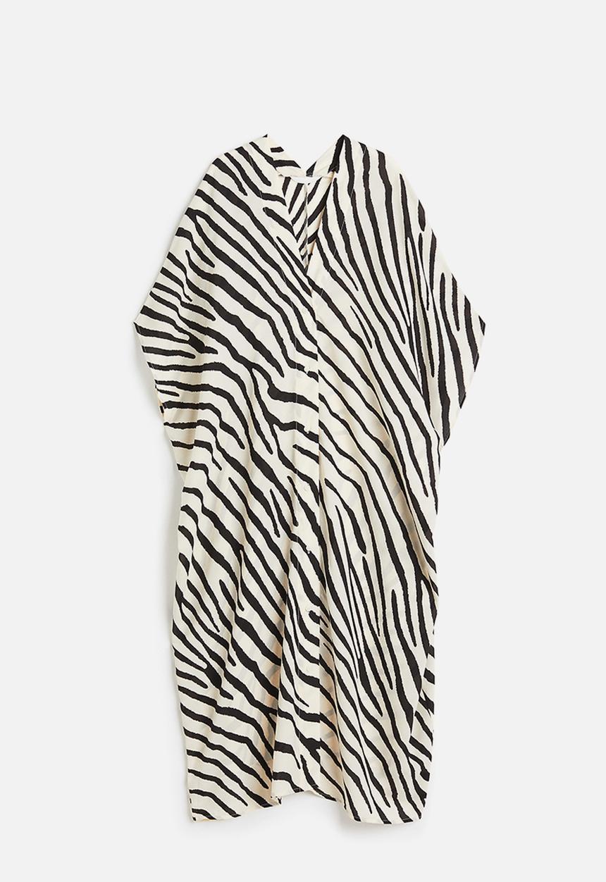 H&M - Oversized kaftan dress - natural white/zebra print