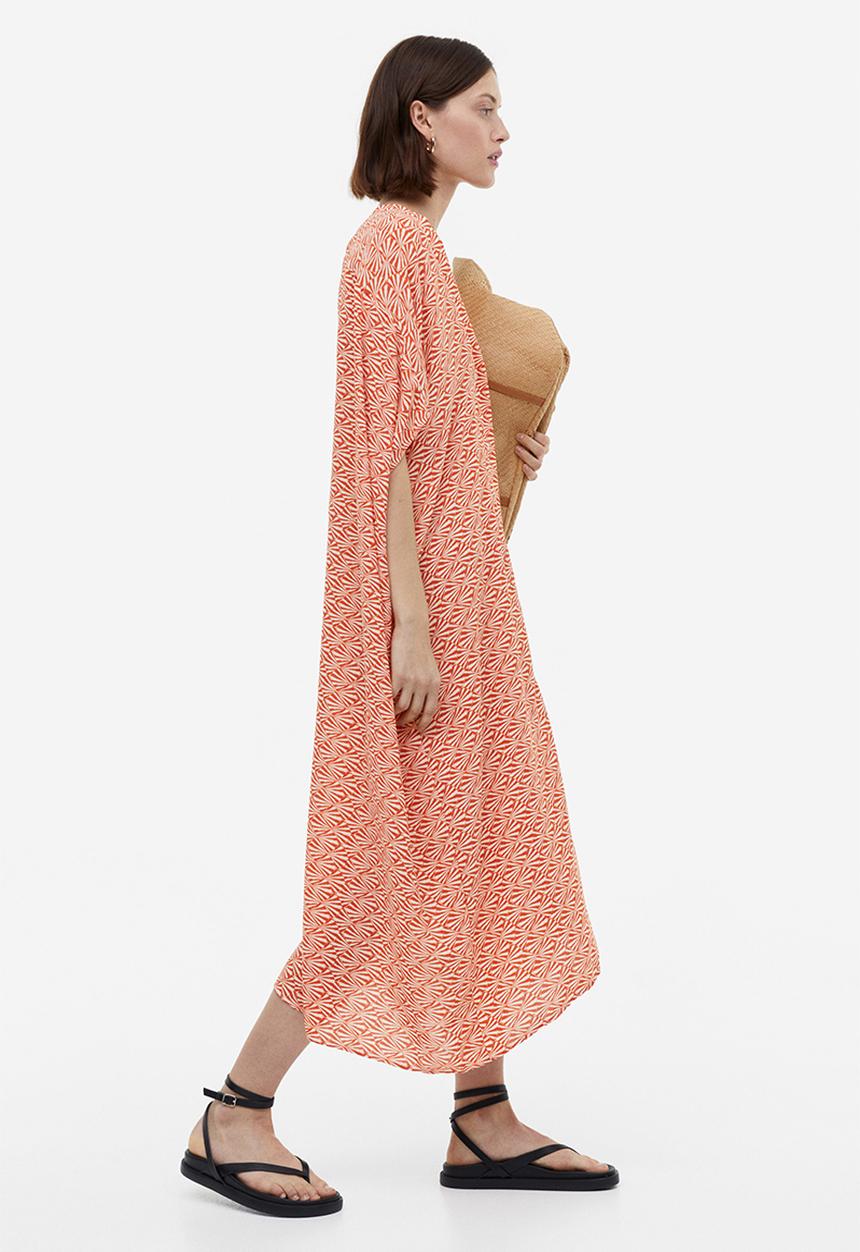 H&M - Oversized kaftan dress - orange/patterned