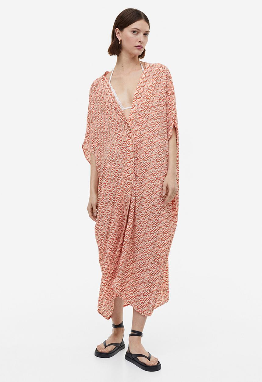 H&M - Oversized kaftan dress - orange/patterned