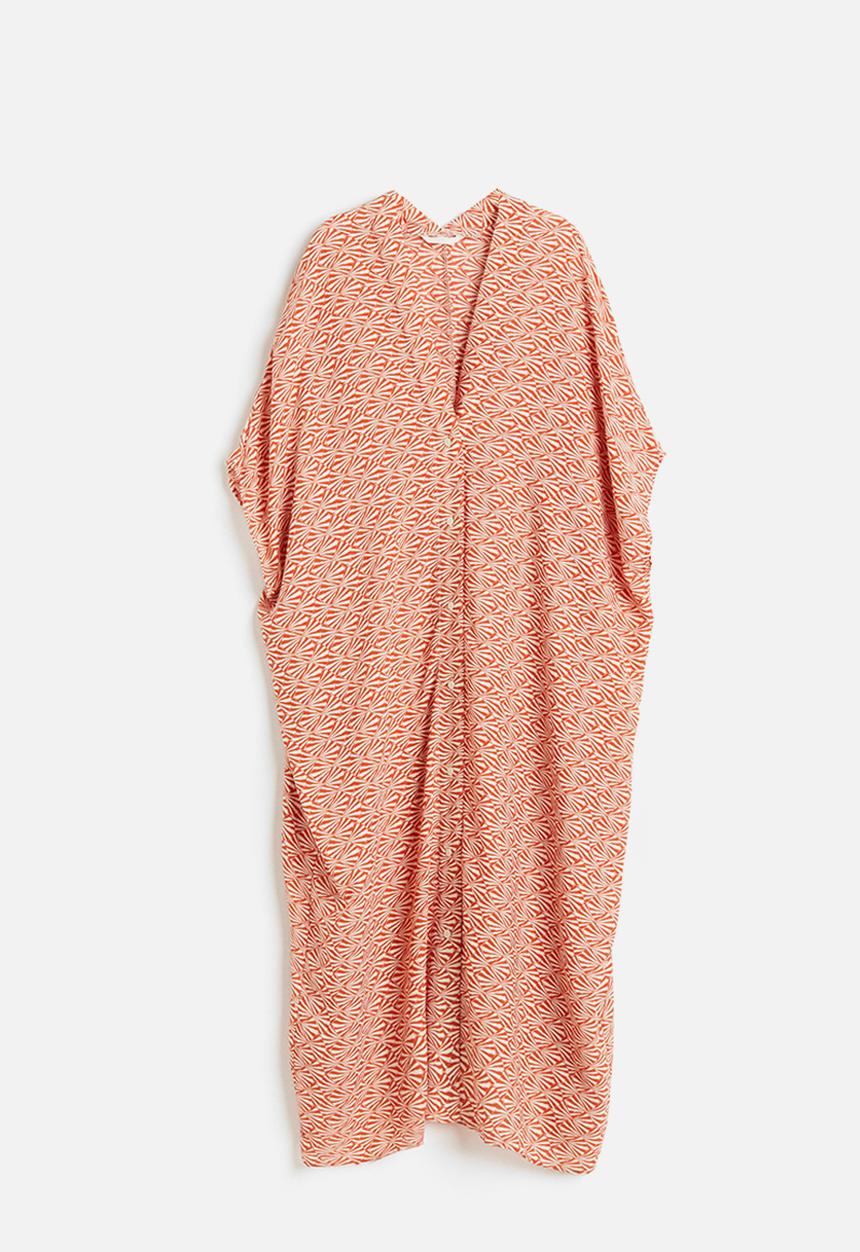 H&M - Oversized kaftan dress - orange/patterned