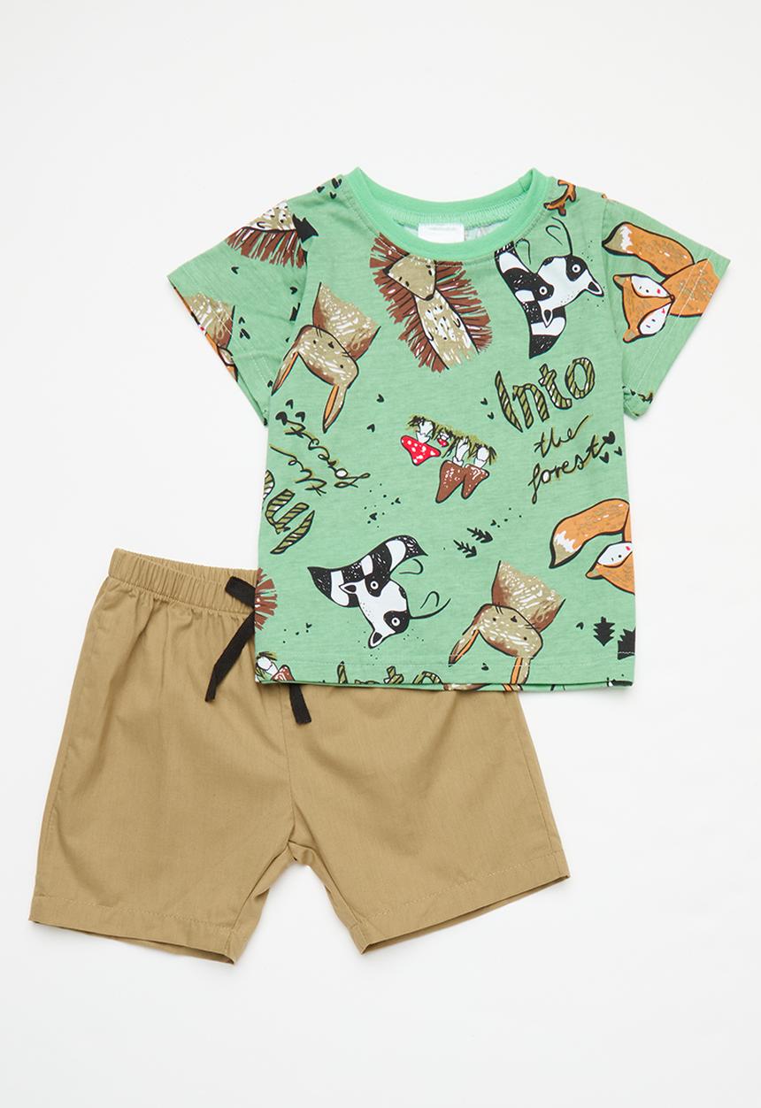 Pop Candy - Printed top and short set - green