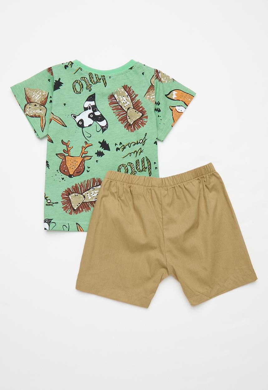 Pop Candy - Printed top and short set - green