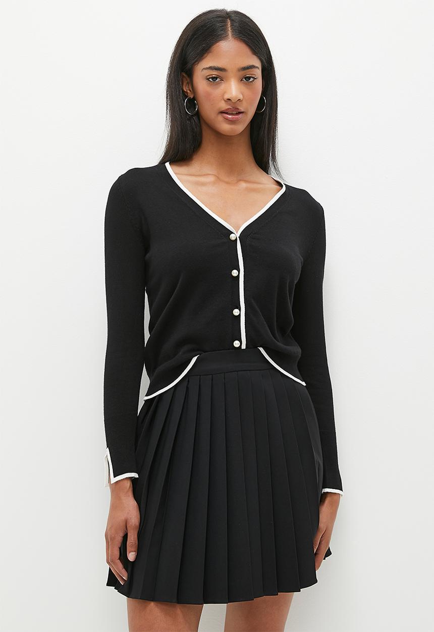 dailyfriday - Contrast cardigan - black & ecru