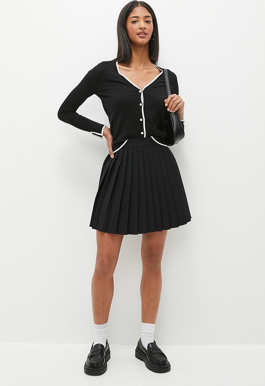 dailyfriday - Contrast cardigan - black & ecru