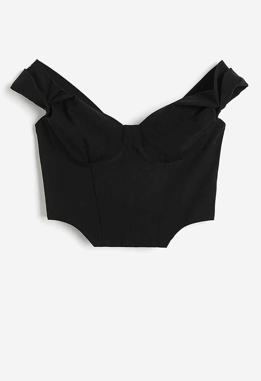 H&M - Off-the-shoulder corset top - black