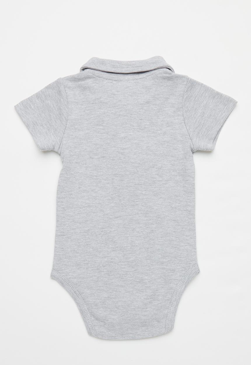 Pop Candy - Baby boy collared romper - grey