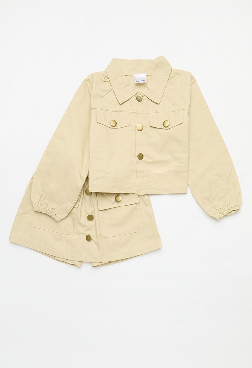 Pop Candy - Crop shacket & skirt set - beige
