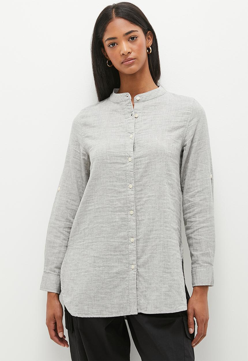 dailyfriday - Cotton mandarin collar shirt - grey