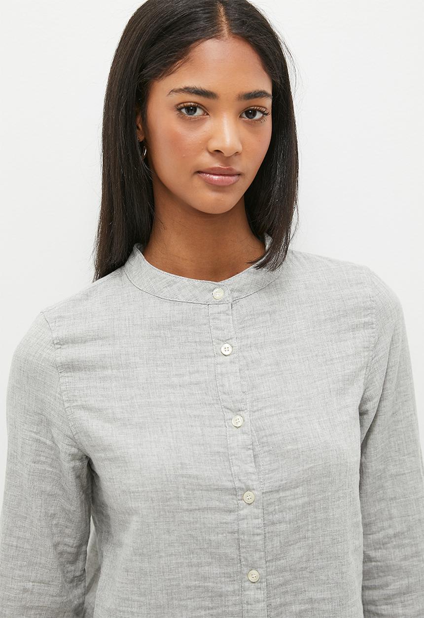 dailyfriday - Cotton mandarin collar shirt - grey