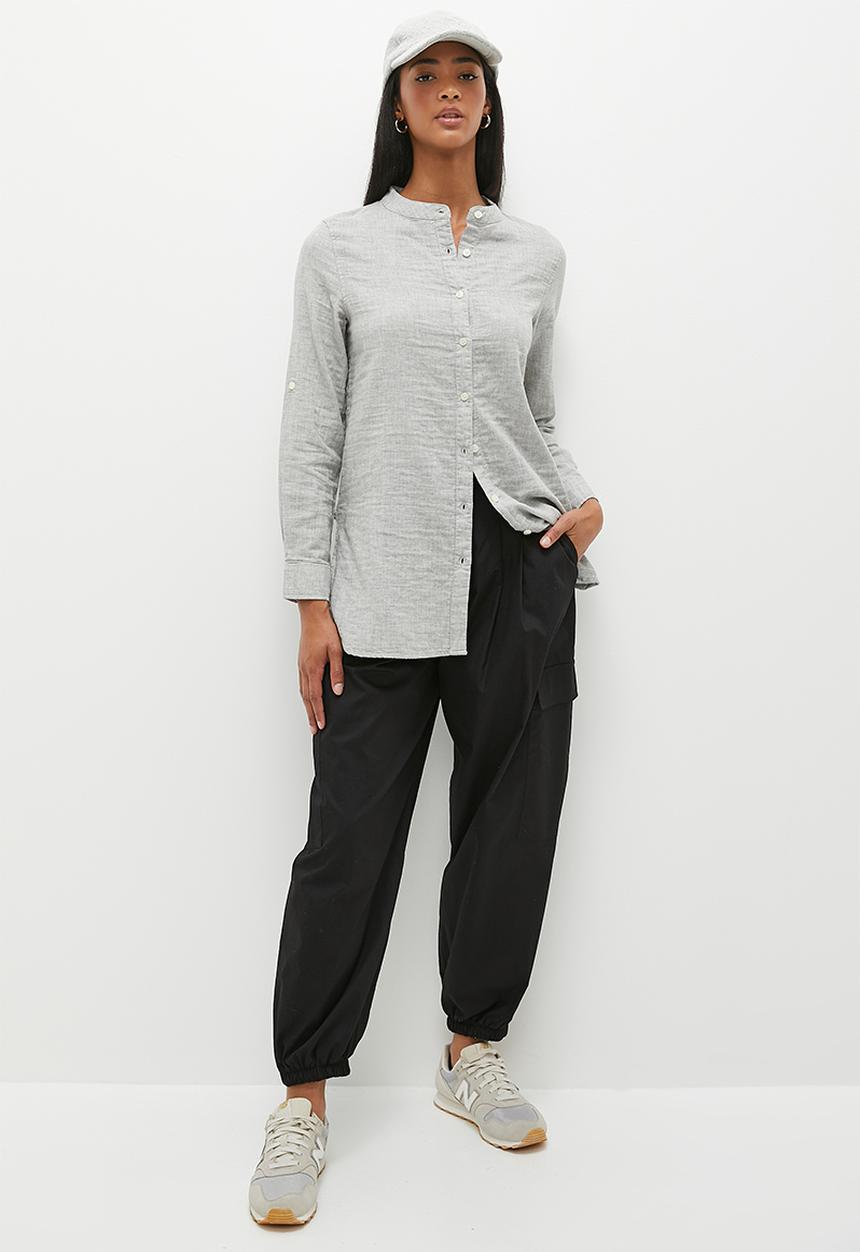 dailyfriday - Cotton mandarin collar shirt - grey