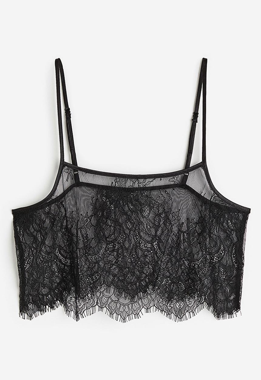 H&M - Lace crop top - black