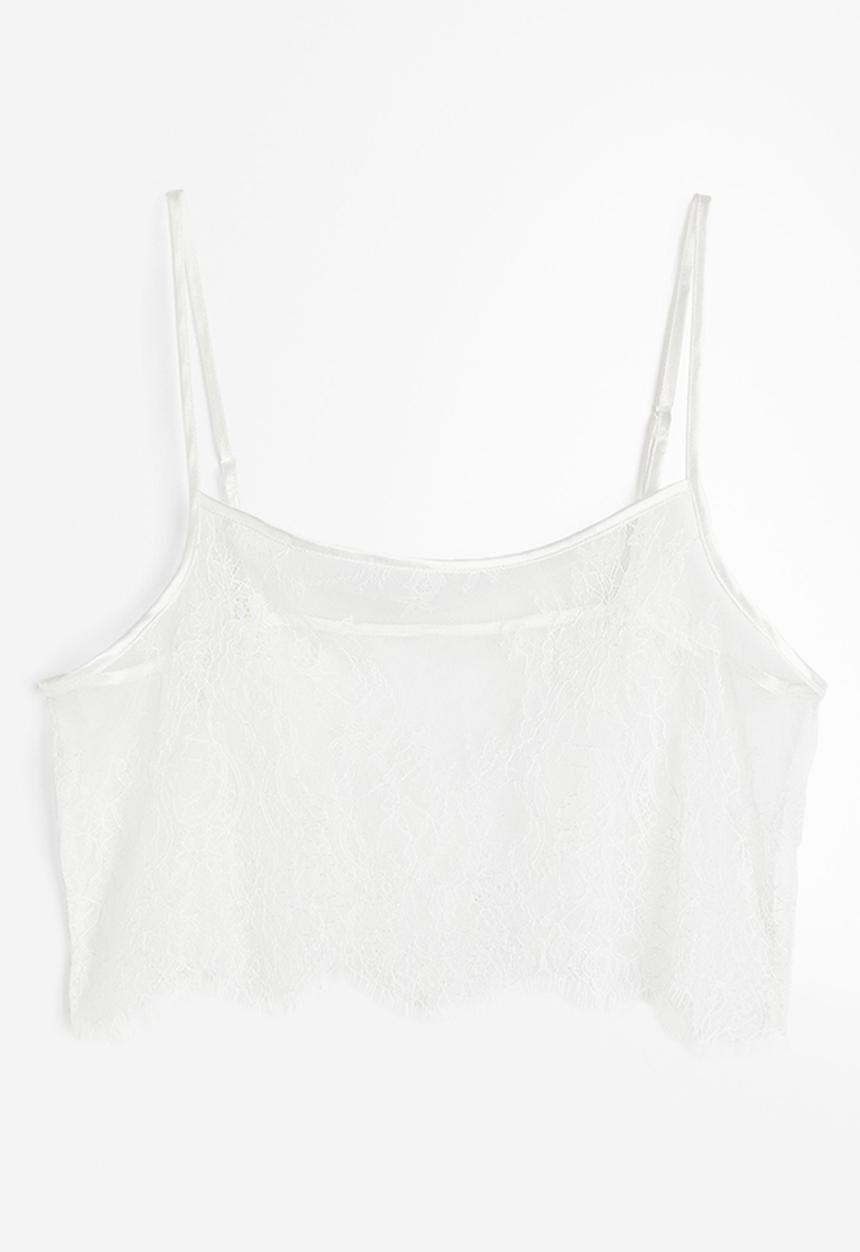 H&M - Lace crop top - white