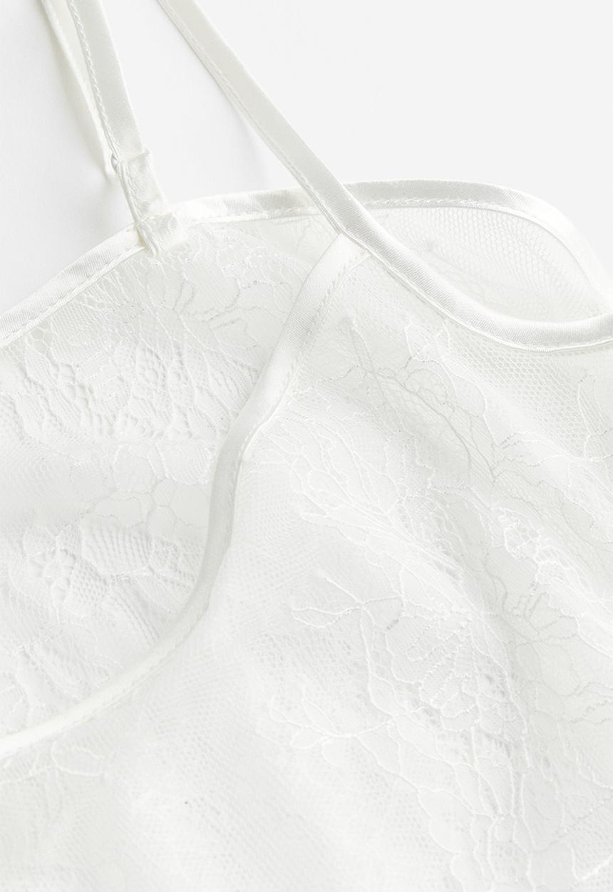 H&M - Lace crop top - white