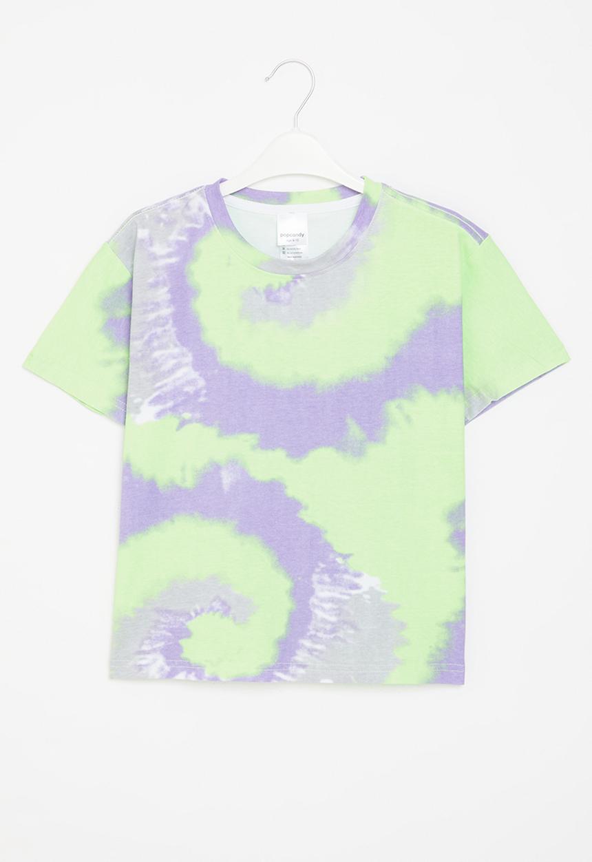 Pop Candy - Tie dye crew tee - green & purple
