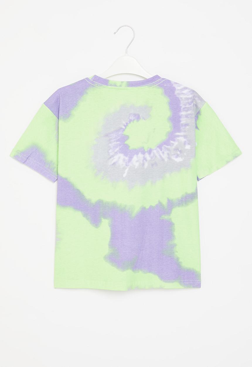 Pop Candy - Tie dye crew tee - green & purple
