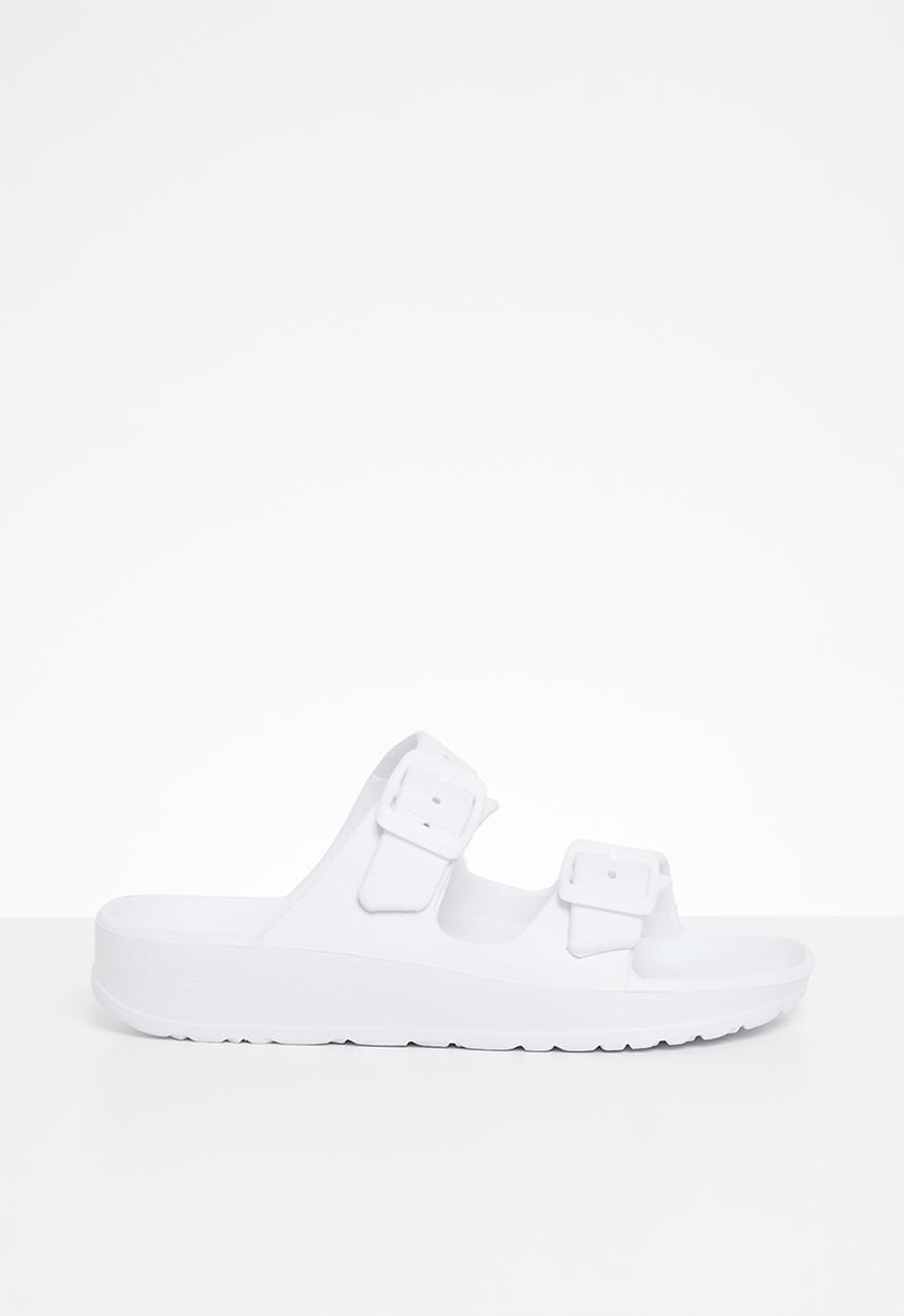 Pop Candy - Twin buckle strap slides - white
