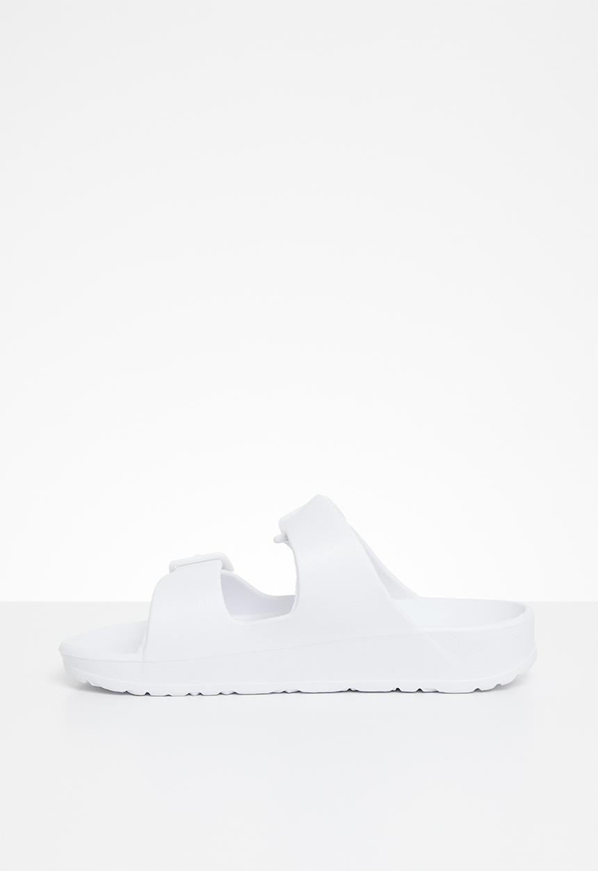 Pop Candy - Twin buckle strap slides - white